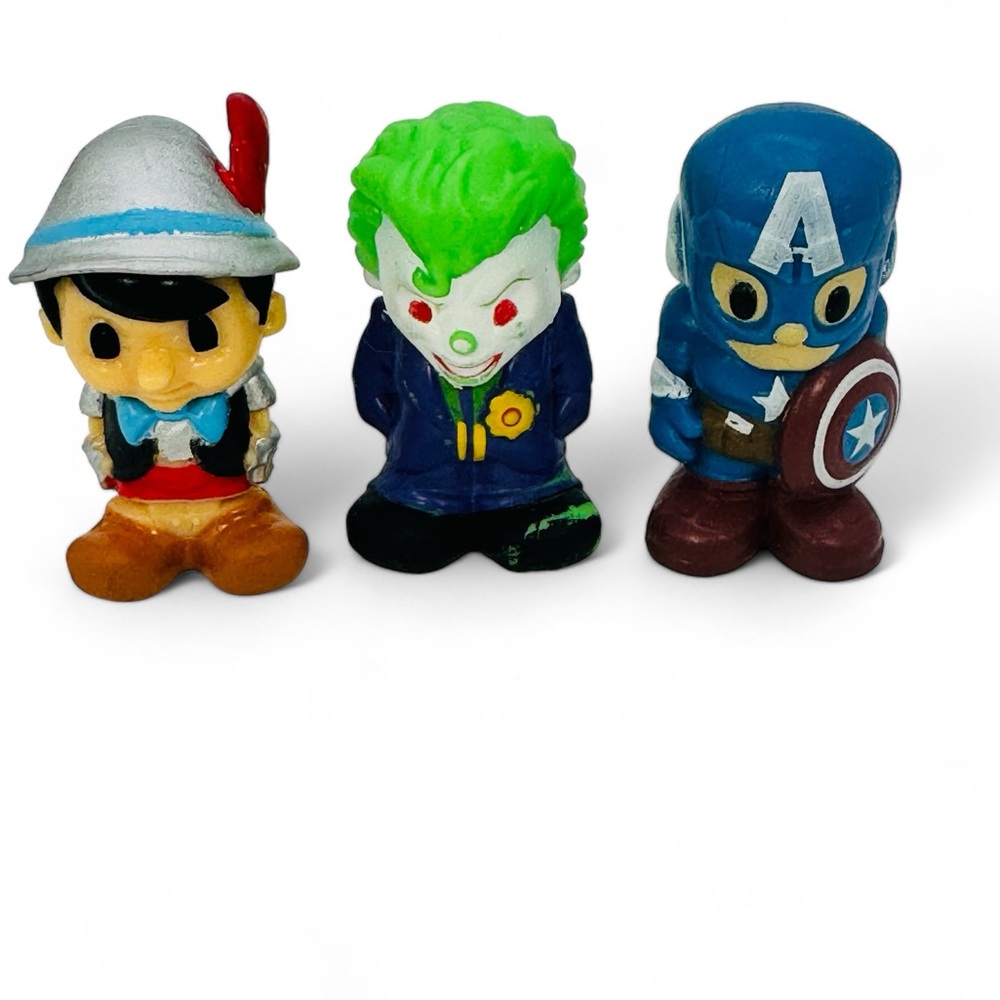 Ooshies Lot Of 3 Pinocchio Joker Captain America Disney DC Marvel Pencil Toppers